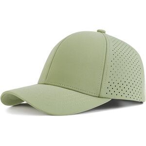 Men's Green Perforated Adjustable Sports Laser Cut Mesh Ball Curved Brim Cap